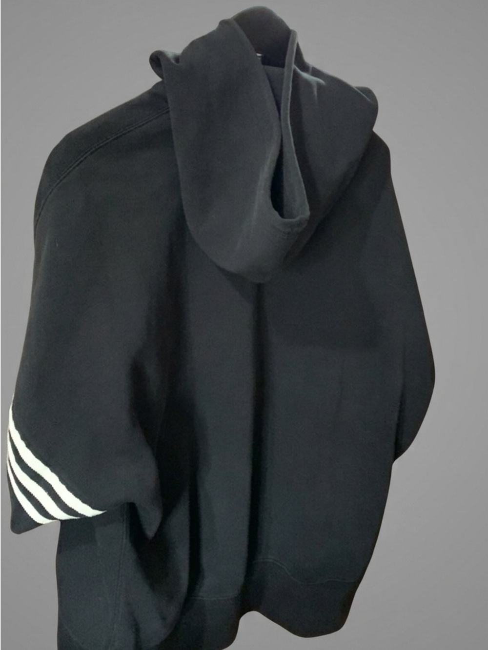 adidas Black Hoodie with White Sleeve Stripes - Picture 2 of 3